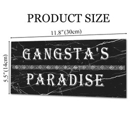 Welcome Sign for Front Door Outside Funny Wooden Door Sign For Front Porch Decor Gangsta's Paradise House Warming Gift Funny Wreaths Decorations Rustic Farmhouse Wall Pediments Art Decor(12 x 6)Inch