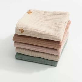 Kjuti Organic Muslin Burp Cloths 10x10 – 4-Layer Cotton Baby Washcloths | Ultra-Soft, Absorbent, Quick-Dry | Multi-Purpose Newborn Essentials (Pastel Colors, 6-Pack)