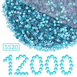 12000PCS Crystal Hotfix Rhinestones Bulk, Flatback Glass Hot Fix Rhinestones for Clothing, Crafts, DIY Decor Iron-On Rhinestones for Fabric(Lake Blue SS20)