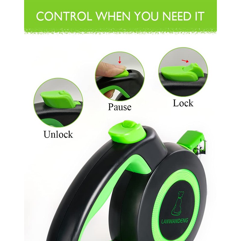 Chew Proof Retractable Dog Leash with 2 Heavy Duty Anti-Chewing