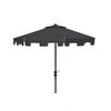 SAFAVIEH 11ft Outdoor Patio Umbrella, Round, Zimmerman Collection, Black, Crank,
