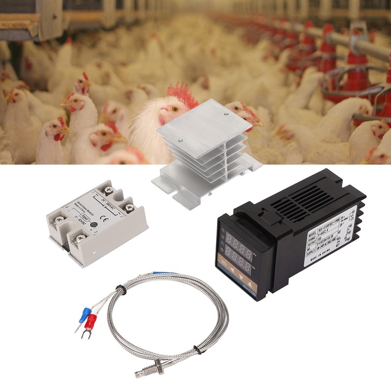 Farm Temperature Control Set 100‑240V Thermostat Type K Thermocouple Heatsink