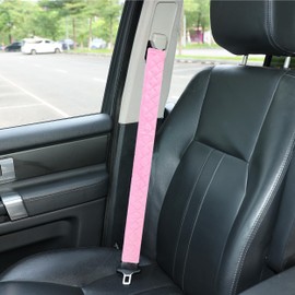 Amooca Soft Automotive Seat Belt Cover Seatbelt Shoulder Pad Neck Protector Cushions Universal Fit SUV Trucks Backpack Pink Extra Long 25.6in