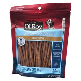Ol' Roy Rawhide Free Peanut Butter Flavor Twist Sticks Dog Treats, 9.7oz