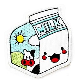 Nipitshop Patches Box Milk Newborn Students School Supermarket Cartoon Kid Patch Symbol Jacket T-Shirt Patch Sew Iron on Embroidered Sign Badge Costume