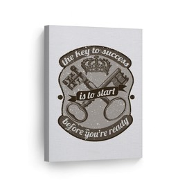 Smile Art Design The Key to Success is to Start Before You're Ready Lettering Motivational Canvas Wall Art Inspirational Wall Art Entrepreneur Quote Print Modern Office Decor Gift Ready to Hang 28x19