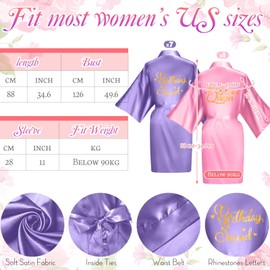 Coume 48 Pcs Women Birthday Robe Birthday Queen Squad Robe Sunglasses Scrunchie Headbands Comb Bag for Spa Party(Pink, Light Purple)