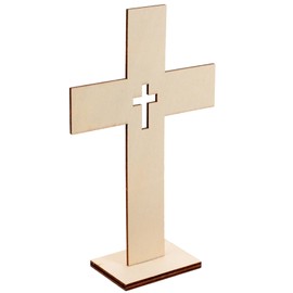 Artibetter Pack of 10 Wooden Crosses for Crafts Jesus Unfinished Wooden Crosses Catholic Baptism Rustic Wooden Stand Cross for Centerpieces Communion Church Prayer Decoration