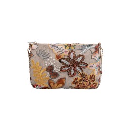QWINEE Women's Sequin Floral Embroidery Evening Beaded Clutch Bags Elegant Mini Crossbody Purses Wedding Party Bag Apricot One Size