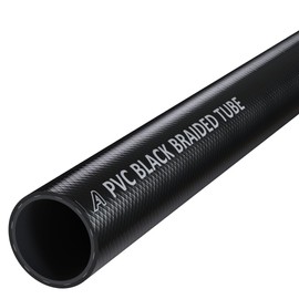 19mm (3/4") x 26mm (1-1/32") Black Braided PVC Hose Reinforced Heavy Duty Tubing for High Pressure Usages, Flexible for Water Gas Oil Tube, Food Grade 1 Metre