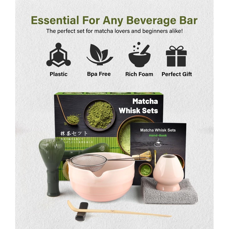 Matcha Set (7-Piece) Which Matcha Whisk, Matcha Cup, Matcha Bowl,