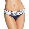 Anne Cole Women's Foldover Mid-Rise Bikini Bottom, Navy/White Daisy Floral,