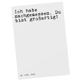 Mr. & Mrs. Panda Postcard Ich habe nachgemessen. Du... - Gift, Saying Girlfriend, Funny Sayings, Quotes, Postcards, Wisdoms,