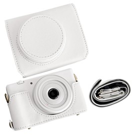 VOVMOEYA ZV-1 II ZV-1F Case,PU Leather Camera Case Suitable for Sony ZV1F/ZV-1 II Camera,ZV1M2 ZV1F Camera Bag with Camera Strap - White