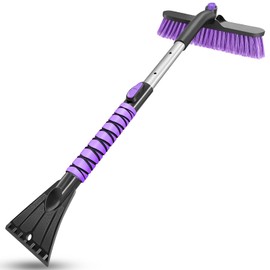 HEEYA Ice Scraper with 12.6 Inch Large Brush Head, Extendable Ice Scraper and Snow Brush for Car Windshield Window, Portable Car Scraper Snow Brush for SUV Truck Automobile Vehicle - Purple