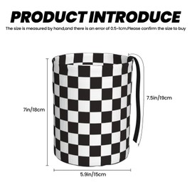 KXWQTRDD Car Trash Bag Black and White Chess Waterproof Trash Small Car Can Portable Collapsible Car Garbage Can Hanging for Back Seat Floor or Hanging Headrest Car Decor Road Trip Essentials