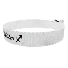 Schütze Sternzeichen Text weiß - Stoffarmband aus Satin - Wasserfest & langlebig - Geschenkidee für Schütze - Astrologisches Armband - Modisches Accessoire - Armband für Frauen & Männer