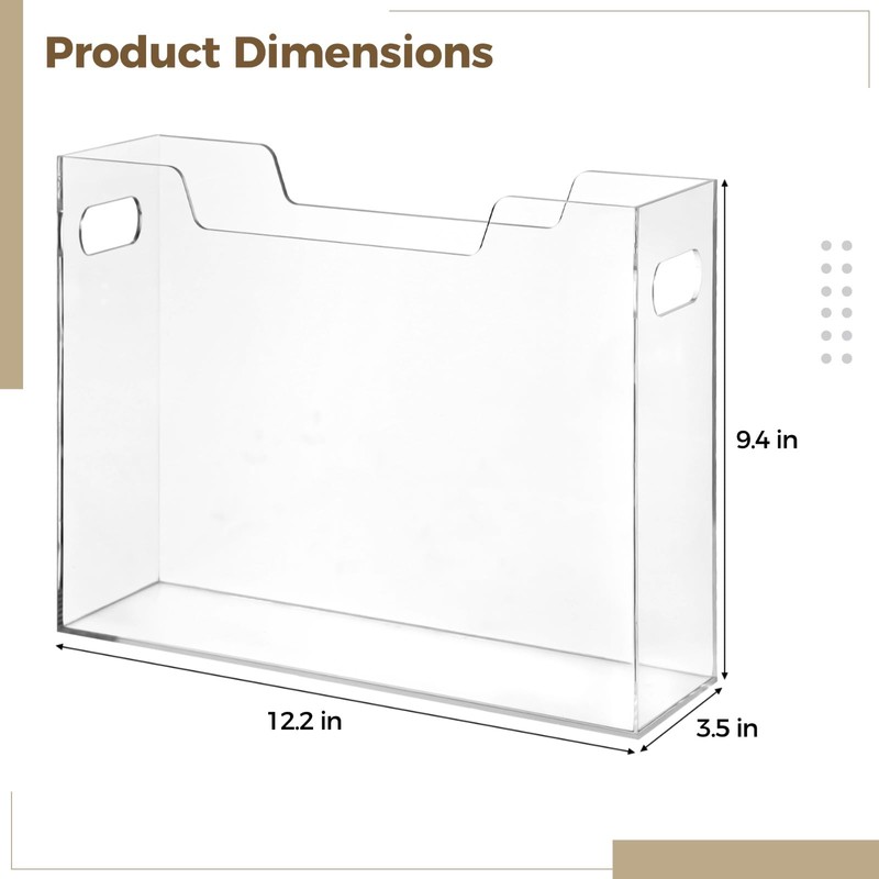 Acrylic File Folder Organizer, Clear Hanging File Organizer Box for