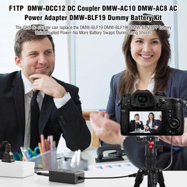 F1TP DMW-DCC12 Dummy Battery DC Coupler DMW-AC10 AC Power Adapter Kit for Panasonic Lumix DC-G9 GH5 GH5s DMC-GH4 GH4H GH3 GH3H Cameras.