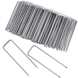 Clevich 100 pcs Galvanized Landscape Staples, 6 Inch U-Shaped Tent Stakes, Heavy Duty 11 Gauge Garden Turf Pins, Lawn Securing Pegs for Weed Barrier Fabric, Irrigation Tubing, Ground Sheets&Fences