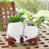 Meltset Cute Face Planter Pot - Funny Double Head Planter