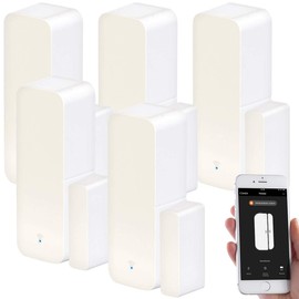 Luminea Home Control WLAN Fensterkontakt: 5er-Set WLAN-Tür- & Fensteralarm mit App, für Alexa & Google Assistant (Tür Fenster Kontakt, Türalarm Fensteralarm Smart-Home, Senioren Handy)