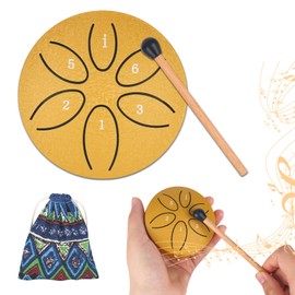 Sound Drum 6 Tones Rain Drum Outdoor Rain Drum Outdoor Rain Singing Bowl Chakra Rain Drum Portable Mini Drum Rain Drum Outdoor Rain Drum for Garden Mini Drum for Meditation Yoga Yellow