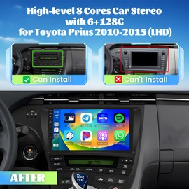 8 Core Android 13 Car Stereo for Toyota Prius 2010-2015, 9" HD Touchscreen for Prius, Wireless CarPlay/Android Auto, 5G WiFi, Bluetooth 5.0, 32EQ, 1280 * 720, 6+128G