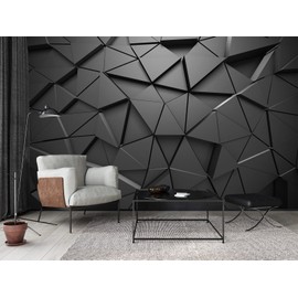 Cliouar-Black Geometric Figures 3D Wallpaper Mural Peel and Stick 98" x 58"