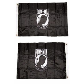 2x3 Embroidered POW MIA POWMIA Double Sided 300D Nylon Flag 2'x3' 2 clips