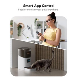WOPET 6L Automatic Cat Feeder, WiFi Automatic Dog Feeder with APP Control for Remote Feeding, Cat Food Dispenser with Low Food Sensor and Voice Recorder, Up to 15 Meals Per Day