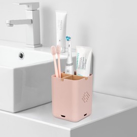 Toothbrush Holders for Bathrooms, Electric Toothbrush Holder Kids Toothbrush and Toothpaste Organizer for Countertop Vanity Accessories Storage (3 Slots Pink)
