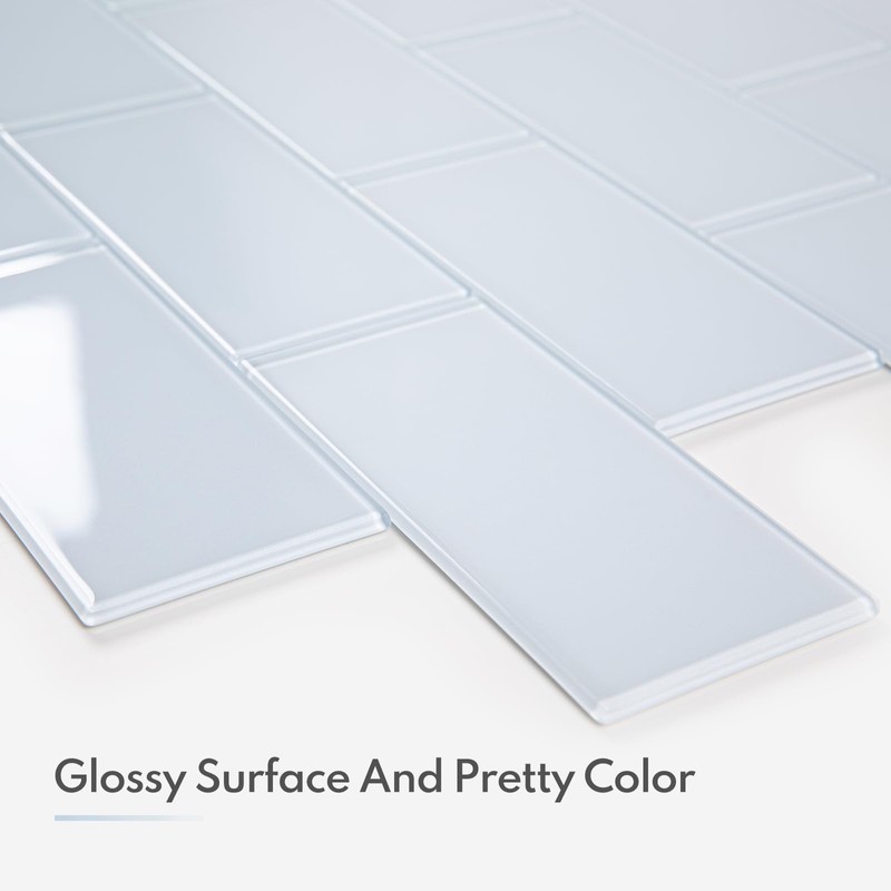 Lovdeco Peel and Stick Glass Subway Tile, 3 x 6