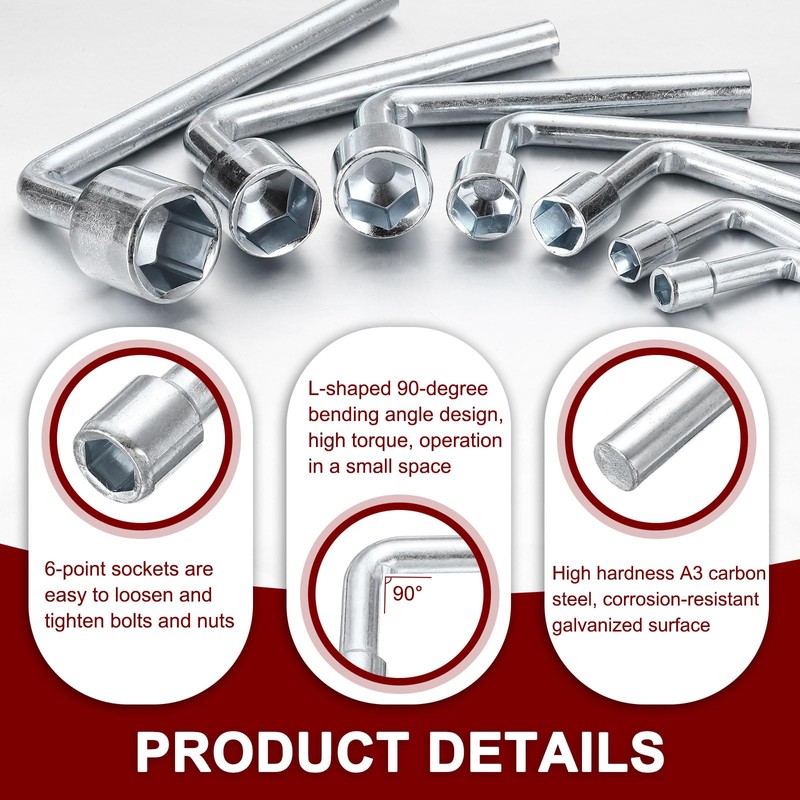 HARFINGTON l Shaped Angled Open Hex Socket Wrench Set 6/7/8/10/11mm
