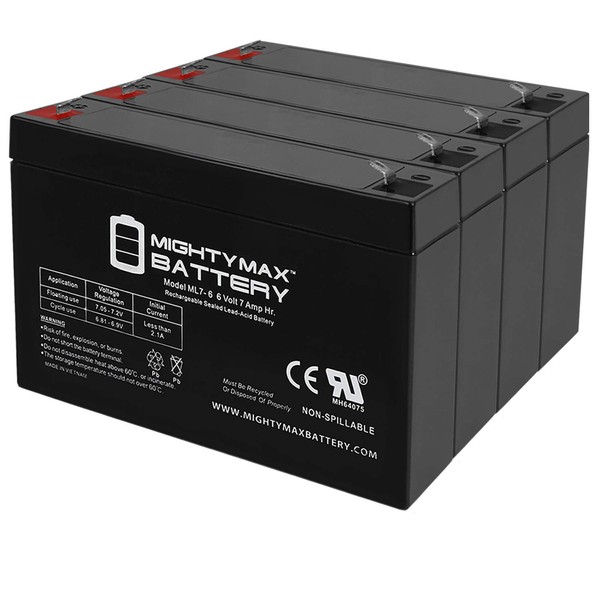 Mighty Max Battery 6V 7.2Ah SLA0925 NP7-6 PWRBC67 KB670 SLA Battery - 4 Pack