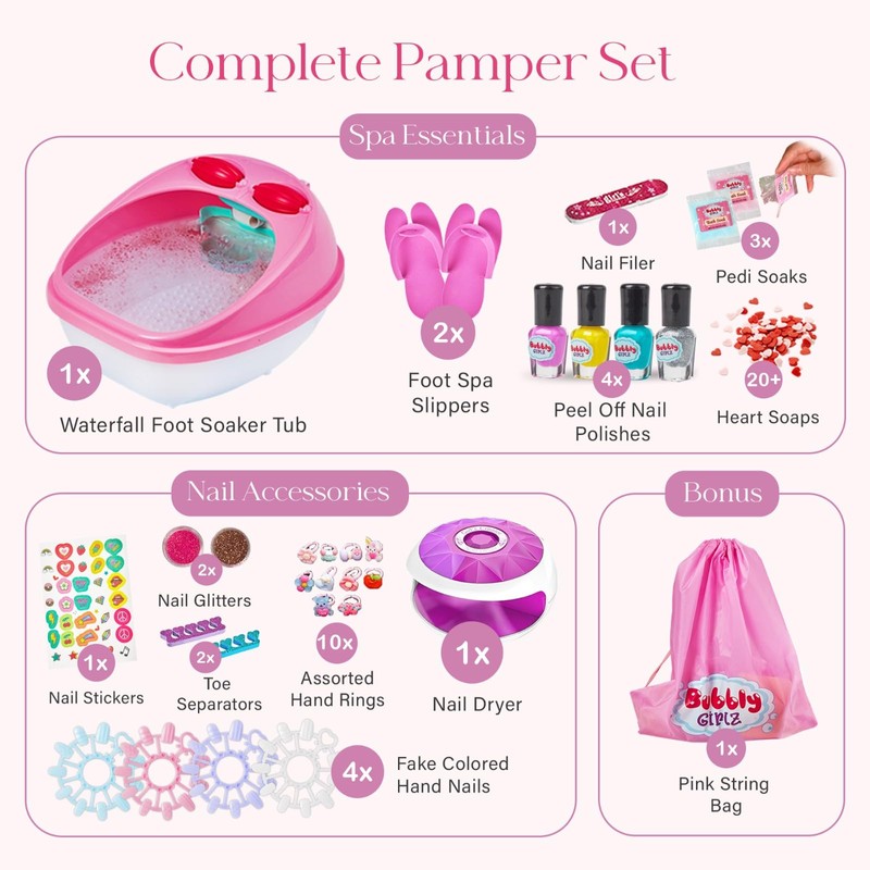 Kids Spa Day Kit for Girls, 42+ Piece Spa Toys