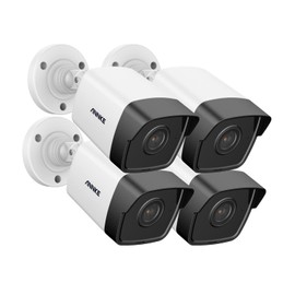 ANNKE 4-Pack 5MP@20 fps Wired POE Security Cameras, Outdoor Bullet CCTV IP Camera with Built-in Mic & SD Card Slot,100ft EXIR 2.0 Colour Night Vision, IP67 Weatherproof, Smart Motion Detection-C500