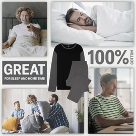 CityComfort Mens Long Pyjamas Set, Adults Teenagers Soft 2 Piece Loungewear Nightwear Cosy PJs - Gifts for Him (Black/Charcoal, 4XL)
