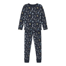 NAME IT Boy Organic Cotton Space Print Sleepwear Set, Dark Sapphire