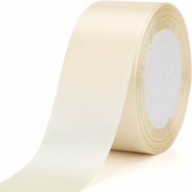 Nsilu Nsilu 25 Yards 1-1/2 inches Wide Satin Ribbon Suitable for Wedding, Party and Gift Box Packaging Ribbon (Rice White, 1-1/2")
