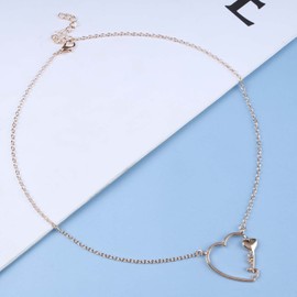 Cimenexe Bohemian Love Heart Pendant Necklace Hollow Heart Necklace Chain Gold Key Necklace Choker Vintage Outline Heart Choker Necklace Jewelry for Women and Girls Gifts