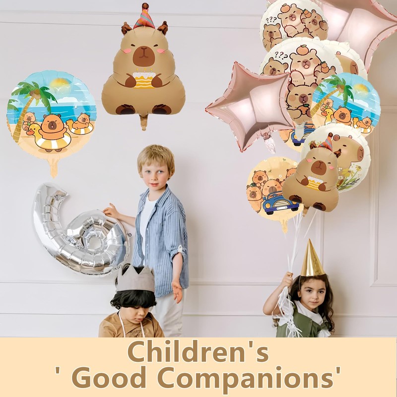 LHLZNB Capybara Foil Balloons 7PCS - Giant Aluminium Party Decorations