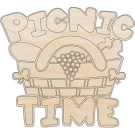 Design Picnic Basket - Laser Cut Out Unfinished Wood Craft Shape FOD161 7" / 1/4" thick
