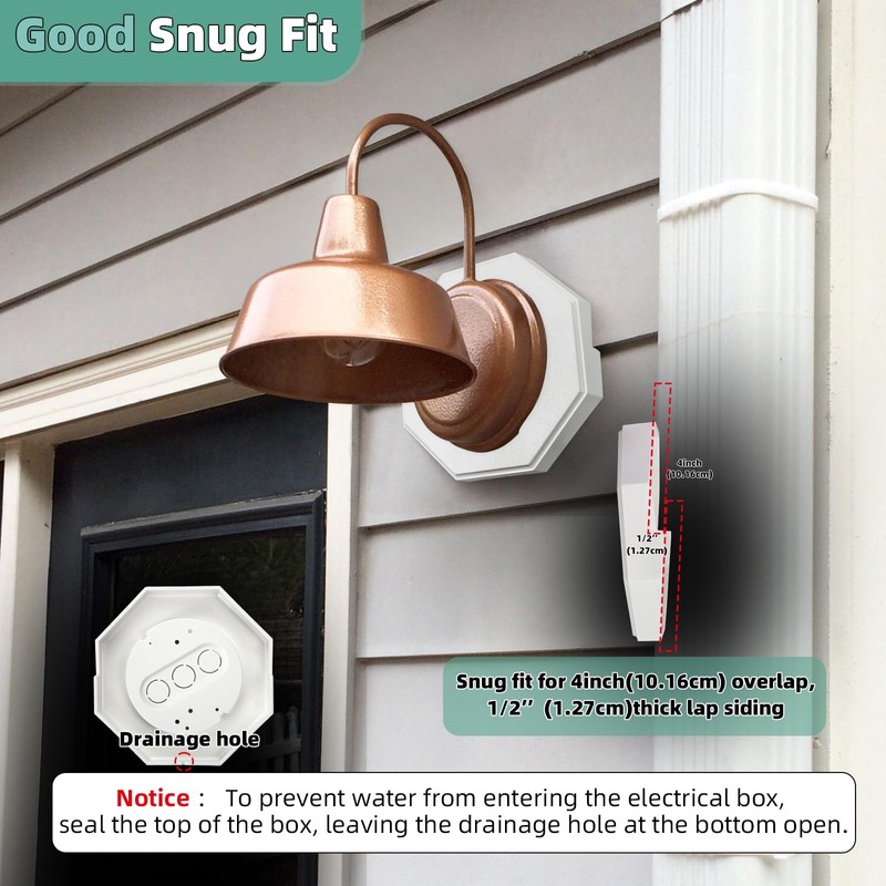 Vinyl Siding Mounting Kit, Light Mounting Block with Built-in Electrical