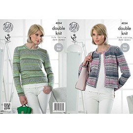 King Cole Ladies Double Knitting Pattern Womens Round Neck Sweater & Cardigan Drifter DK (4254) by King Cole