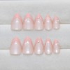 24 Pcs French Tip Pink Press on Nails Short Almond