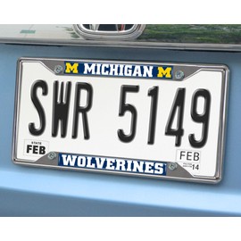 FANMATS 14823 Michigan Wolverines Chrome Metal License Plate Frame, Team Colors, 6.25in x 12.25in