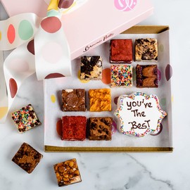 Send your "You're the Best!" Message with a Brownie Points Brownies Gift Box: Created with the Finest, Freshest ingredients, most Inventive Flavors and a You're the Best BrowniEmoji. 13 Baked from Scratch Brownies, each Individually wrapped for peak freshness and share-ability.