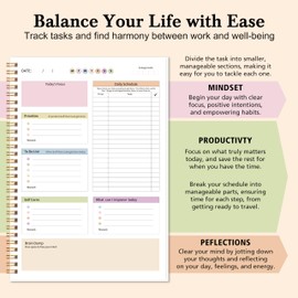 ADHD Daily Planner for Adults Men and Women - Productivity Undated Daily ADHD Planner for Neurodivergent,Organization, Task Management, Focused Journal with Hard Cover & Colorful Sheets Inside, B5
