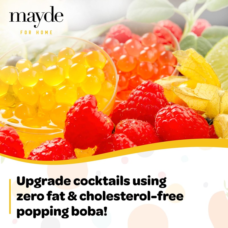 Mayde Bursting Popping Boba Pearls, Strawberry, Mango, Passion Fruit, Kiwi,